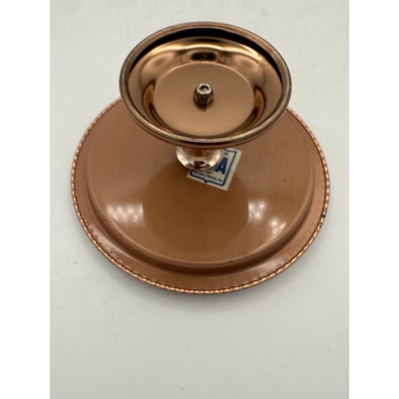 Vintage Kromax Copper With Glass Dish Ornate Pedestal Nut Candy Dish MCM - Picture 3 of 6